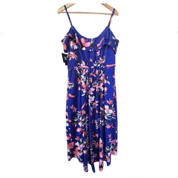 IZ Byer NWT Floral Hi Low Dress Size XL Faux Wrap Ruffle - Picture 10 of 10